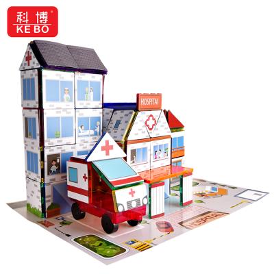 China DIY PLAY 174 PCS My Magnetic Toy ROD City Hospital Tiles Building Block Educational Building Block Toys Set for sale