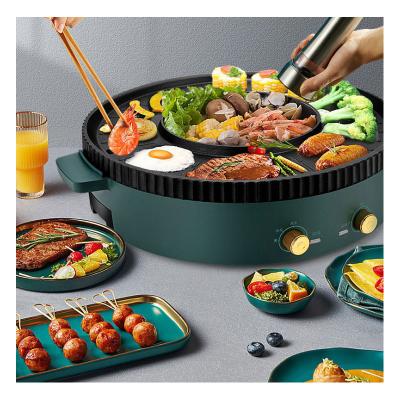 China Household Smokeless Teppanyaki Mini Hotpot Bbg Sandwich Round Salamander Commercial Electric Grill for sale