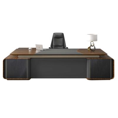 China Design Office Furniture Executive CEO Desk Boss Table Desk Rotation Luxury Black Wooden Table for sale