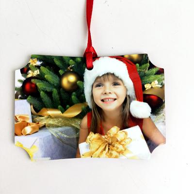 China Double Sides Printing RubySub 2021 New Rectangle Shapes MDF Sublimation Christmas Blank Ornaments Wooden for sale