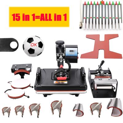 China Mug/T-Shirt/Hat/Shoe/Plate/Pen/Ball RubySub 15 in 1 Combo Heat Press Machines 2D Heat Transfer Machine for Mug/T-Shirt/Shoe/Plate/Pen/Ball for sale