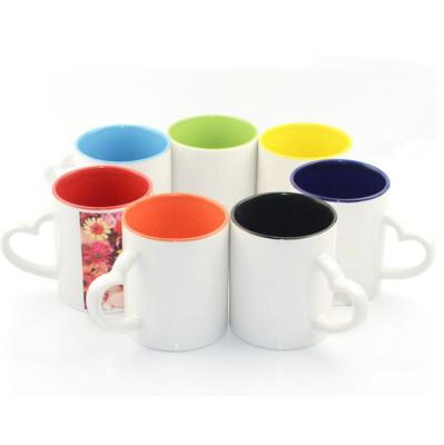 China Viable Heart Handle RubySub M081 Color 11oz 11oz Sublimation Inner Blanks Enamel Coffee Mugs Supplier Wholesale for sale