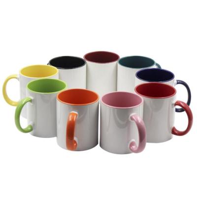 China Viable 11oz Products for Sublimation Whites and Color Handle Inner Coated Mugs for Mugs for Sublimation for sale