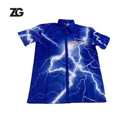 China Quick factory anti-pilling lightning sleeve custom printing casual short shirts for men and kids / custom embroidery shirts for sale