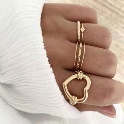 China Lead Free Nickel Free PVD Gold Plated Stainless Steel Heart Rings Women Tarnish Free Jewelry Women Rings Women Gift for sale