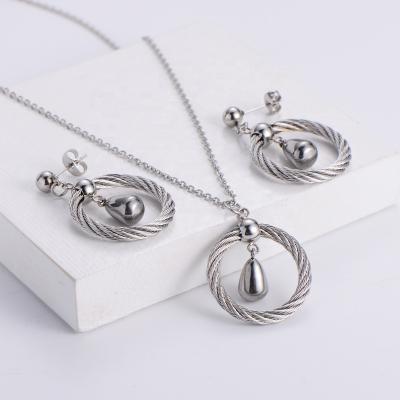 China High Quality Jewelry Set Elegant Color Steel High Quality Statement Drop Earring Necklace Jewelry Sets For Women for sale