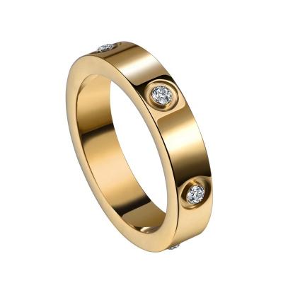 China TRENDY Rose Gold Women Diamond Engagement Jewelry Wedding Love Titanium Steel Tarnish Free Ring For Women/Men Diamond Ring Price for sale