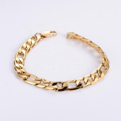 China Fashionable Environmental Friendly Stainless Steel 18K 8mm Gold Plated Women's Minimalist Chunky Figaro Chain Choker Bracelet Jewelry for sale