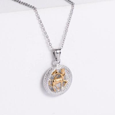 China CLASSIC Tarnish Free PVD Plated Wholesale Non To Tarnish Jewelry Stainless Steel Star Gold Plated CZ Horoscope Zodiac Sign Pendant Necklace for sale