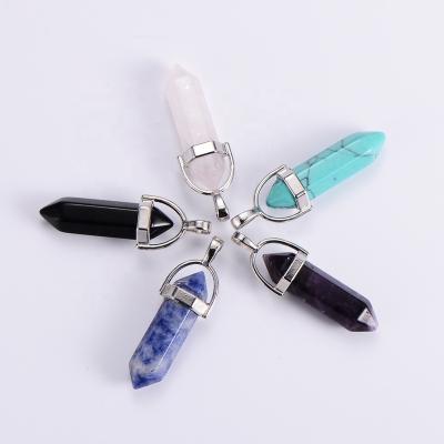 China Toppik Natural Lead Free Nickel Free Crystal Hexagonal Bullet Reiki Chakra Necklace Women Natural Stone Pendant Accessories for sale