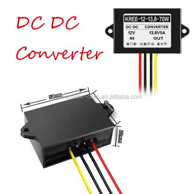 China Waterproof DC 9-13V 9v 11v 10v 11v 12v 13v Step Up To 13.8V 5A 70W Power Supply Converter ABS Case Regulator External Boost Module 58*40*22 mm for sale