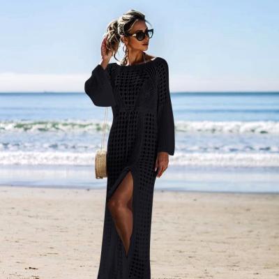 China JSN9202216 Late Summer Breathable Swimsuit Cover Ups 2022 Beach Dresses Women Knitted Net Cover Up For Women for sale