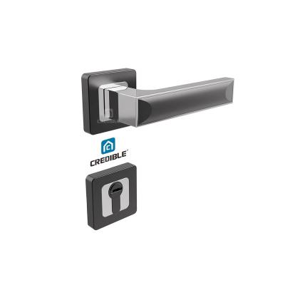 China Luxury Zinc Alloy Lock Home/Apartment/Hotel/Villa Modern Design And So On Handle Lever Door With Square Rosette For Entrance Interior Doors for sale