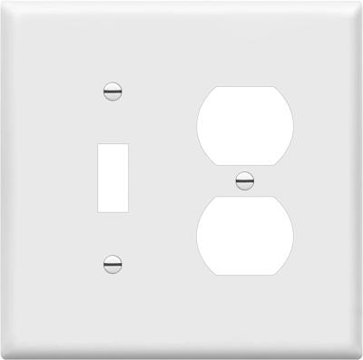 China Gang-Toggle 2 & 2-Gang 881121 M-W White Height 2-Gang 881121 M-W White Toggle Intermediate Wall Plate Duplex Electrical Outlet Light Switch Receptacle Combination Duplex Glass Night Led Cover for sale