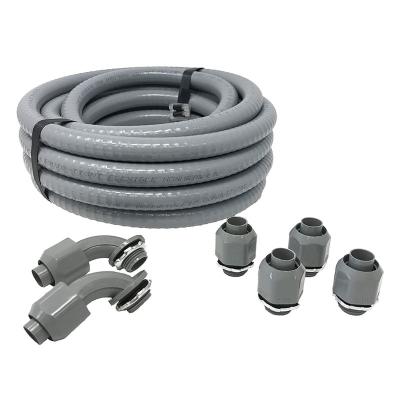 China Waterproof Nonmetallic Conduit and Connector Kit Indoor/Outdoor Use, 1/2-Inch 25 Foot Flexible Electrical Conduit Type B with 4 Straight for sale