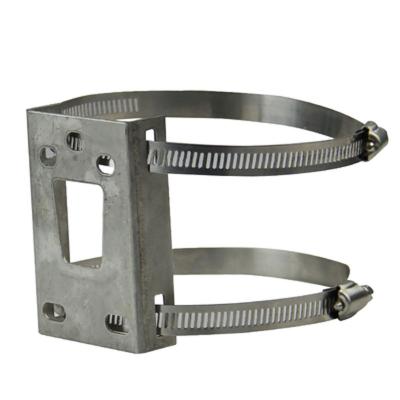 China Metal Steel Box Bracket Mount Security Camera Mounting Pole Mouting Clasp Pole Distribution Box Stainless Steel Circle Pole Poles Frame Waterproof Box for sale