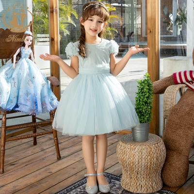 China Hot Sale Agile Anti-Static Mermaid Princess Flower Puff Sleeve Ball Gown Girls Party Birthday Wedding Dress for sale