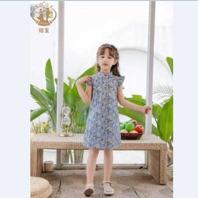 China 2021 New Arrival Girls Casual Dresses Bridesmaids Dresses 110-150 Spring Print Girls Casual Purple Dresses for sale