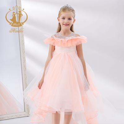 China High Quality Agile Breathable Princess Evening Gown Kids Girls Dresses Orange Dress New Design Fluffy High Quality Dresses for sale