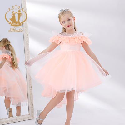 China High Quality Orange Color Nimble Breathable Ruffles Pattern Wholesale Strapless Baby Dress Children's Clothing Dresses Beautiful for sale