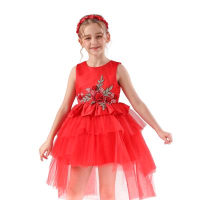 China Free shipping meramaid sleeveless high quality meramaid skirt dress embroidery new arrival red christmas party dress for kids for sale