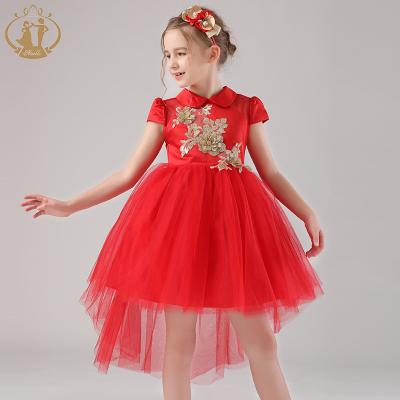 China New Arrival China Anti-Static Agile Style Embroidered Red Dress Gown Design For Girl for sale