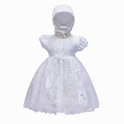 China Anti-wrinkle baby christening gown wholesale wear beaded christening dress first birthday baptism girl dress for sale