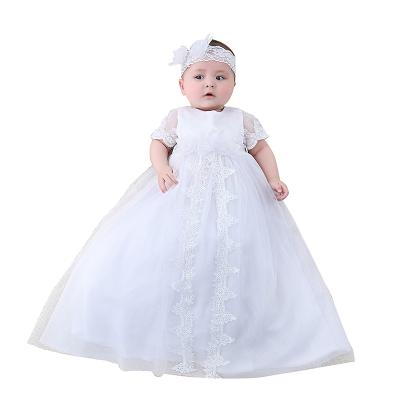 China Breathable Nimble Professional Supply Long Style Lace Embroidery Formal Ruffled Unisex Baby Baptism Favor for sale