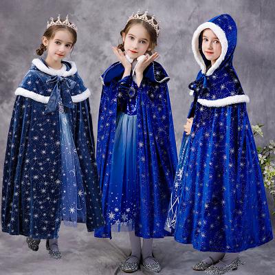 China Princess Jasmine Belle Shawl Girls Performance Wear Polyester Winter Spring Print Cape Winter Clothes Plus Velvet Thickening Hooded Coat for sale