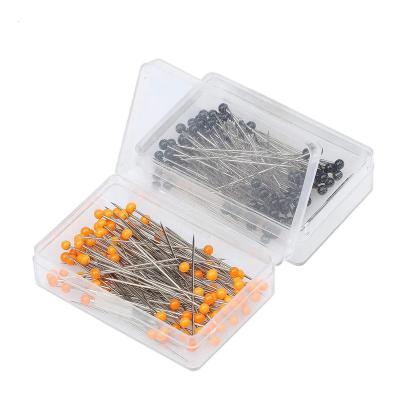 China 100Pcs Multicolor Sewing Pins Jewelry 38mm Around Pearl Head Sewing Pin Weddings Corsage Florists Sewing Pin With Box for sale