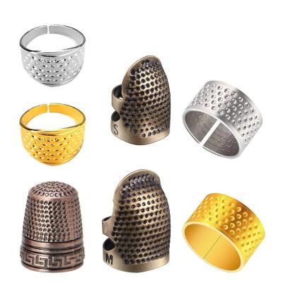 China 9 Pcs Finger Protector Metal Adjustable Thimbles Sewing Thimble for DIY Sewing Craft Embroidery Sewing Tools for sale