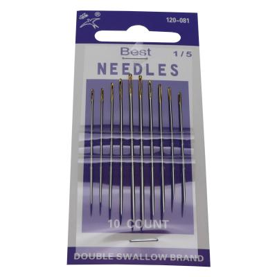 China Wholesale 10pcs Sewing Tools Needle Point Stitch Cross Needles Hands Sewing Needles Embroidery Needles With Golden Shank 120-081 for sale