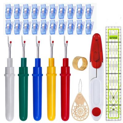 China 29Pcs Sewing Scissors Sewing Kits Stitch Unpicker Patchwork Ruler Staples Plastic Threader Thimble For Handmade Embroidery Tailoring for sale