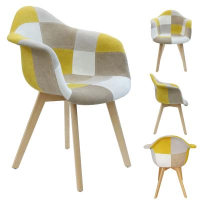 China Single Patchwork Living Room Office Restaurant Patchwork Scandinavia Chair Dining Armchair for sale