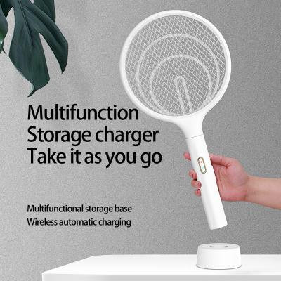 China Stocked 3 in 1 Electric Mosquito Bat Swatter and Zapper Racket Mosquito Killer Lamp Hanging on the Wall Swatter for sale