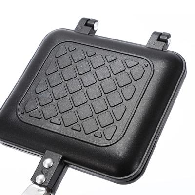 China Pan Mold Double Sided Baking Pan Sandwich Maker Non-Stick Burning Cake Pan Toast Cake Bread Mold DIY Tool Outdoor BBQ Grill Pan with Handle for sale