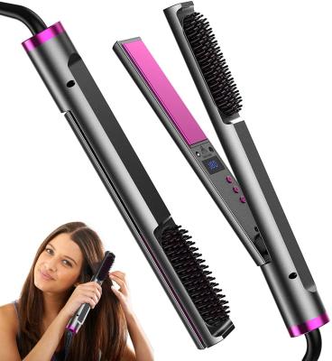 China Professional ceramic flat iron for hair curler ceramic tourmaline 3 in1 ionic hair straightener brush for sale