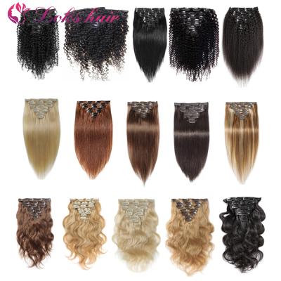 China Fashion wholeseale straight curly curly deep wave seamless clip in on accessories bead 100% human custom for woman clip in hair extension for sale