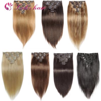 China Free Shipping Good Virgin Brazilian Silky Straight Wave Full Head Clip In Hair Extension , Straight Hair Clip In Extensions Clip In for sale