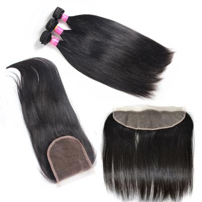 China Factory Price Straight Peruvian Hair Straight , Cuticle Aligned Raw Virgin Hair Bundles With Closure for sale