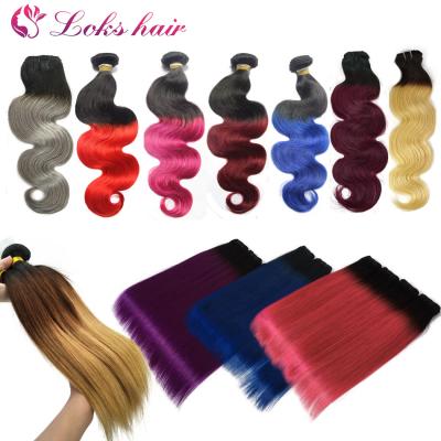 China Clean Dark 3 Tone Roots Two Sew In Hair Weave Ombre Colored Remy Hair Weaves Bundles With Closure Virgin Hair Wholesale Vendors for sale