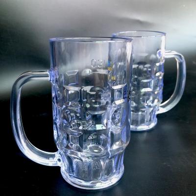 China 450ml Clear Home Logo Free Custom Plastic Beer Cup With Handle Plastic Beer Cup Plasic Mug for sale