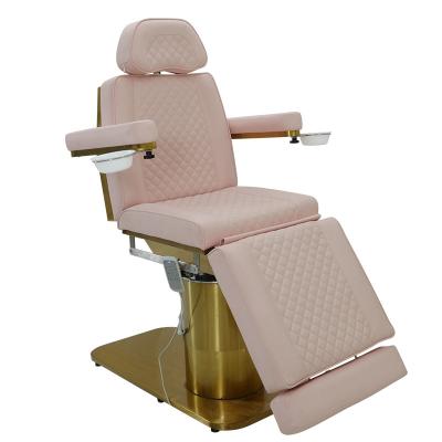 China 4 motor stainless steel base electric massage table pink luxury electric massage bed beauty salon facial bed for sale for sale