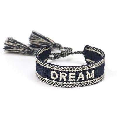 China Wide Color Adjustable Cotton Tassel Business Lover Gift Love Women Braided Frilly Men Hand Woven Embroidered Bracelets for sale