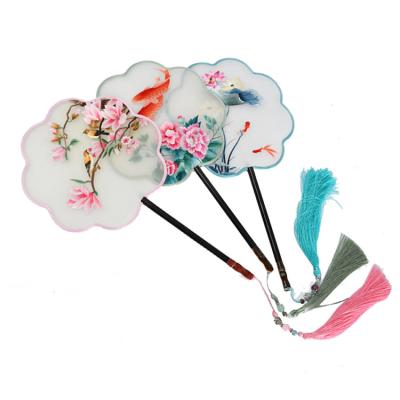 China China Chinese Crafts Pure Silk Suzhou DIY Embroidery Round Hand Fan for sale