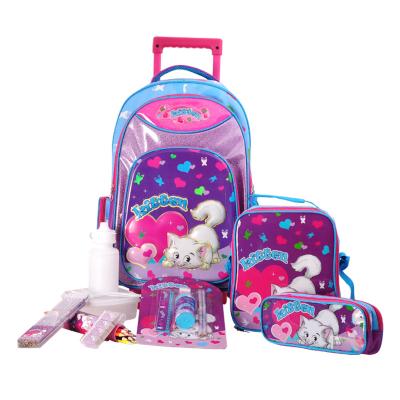 China High Quality Polyester 19inch Kid Trolley Bag School Bags Cartoon Trolley Bag Set for sale