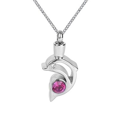 China CLASSIC Jewelry Crystal Dolphin Urn Necklace Memorial Red Ash Keepsake Cremation Pendant for sale