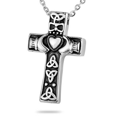 China CLASSIC Celtic Triquetra Hands and Heart Cross Urn Cremation Pendant for sale