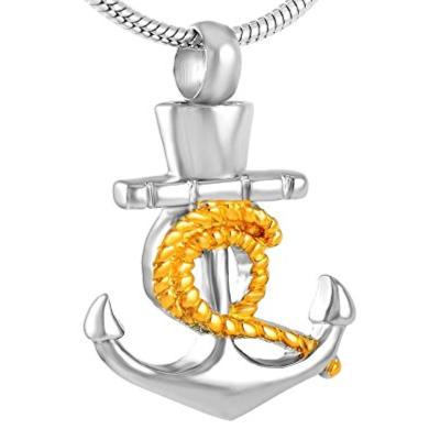 China CLASSIC Stainless Steel Anchor Cremation Urn Necklace For Ash Holder Memorial Carved Pendant Keepsake Jewelry for sale