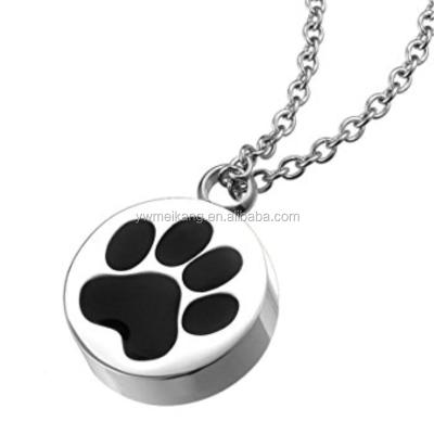 China Stainless Steel CLASSIC Paw Print Pet Cremation Heart Ash Pendant for sale